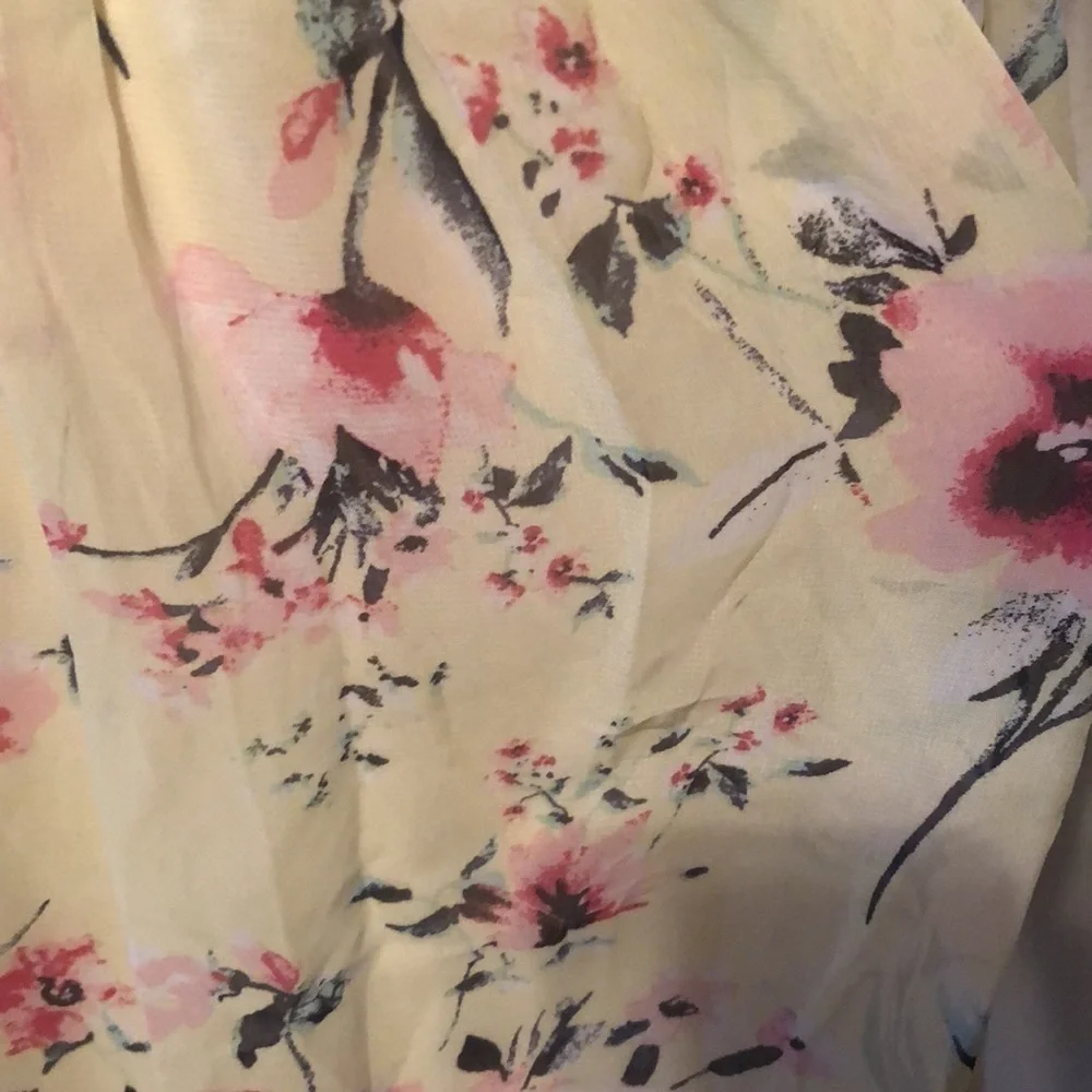By & By fitted crochet bodice, print skirt. Sz 13